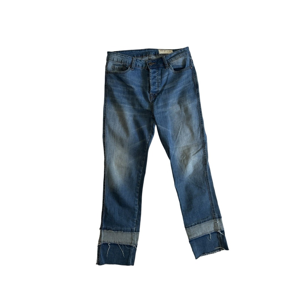 Wishlist Womens Medium Jeans‎ Two Tone Raw Hem Straight Y2K 90s Streetwear Boho